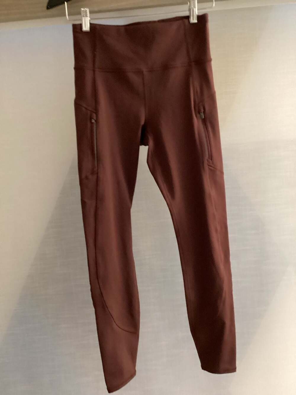 Athleta Rainier Tight in Dried Cinnamon High-Waisted Zip Pocket Leggings